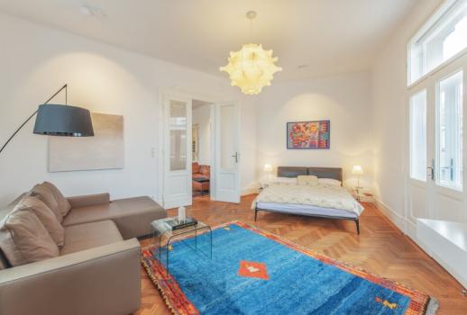 Слънчев апартамент във виенски стил старо строителство с прекрасна панорамна гледка