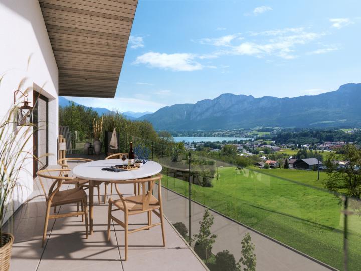 Nadstandardní potěšení z bydlení - na slunném svahu Mondsee - W6 - 4 pokojový balkonový byt