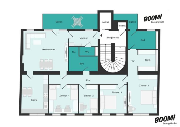 Exclusivo apartamento de 6 habitaciones con balcón en el segundo distrito a partir del primer trimestre de 2025