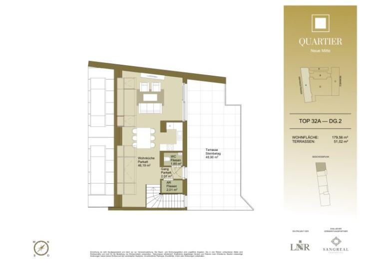 Stilvolles 5-Zimmer Penthouse mit 2 Terrassen - QUARTIER NEUE MITTE